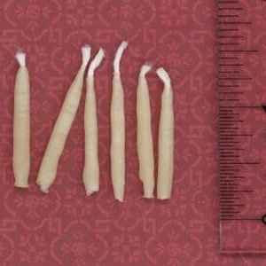 Dollhouse Miniature Set of 6 Creme Real Wax Candles by Clare-Bell Brass