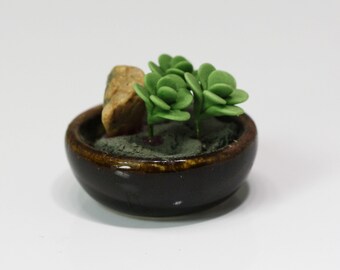 Dollhouse Miniature 1:12 Scale Succulent Dish Garden