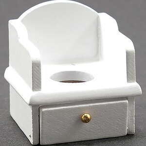 Dollhouse Miniature Old Fashioned White Wood Potty Chair by Classics