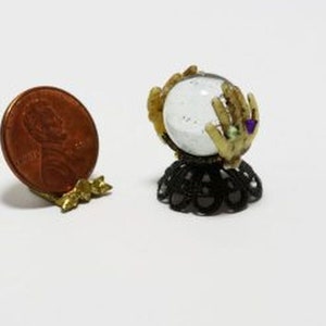 Dollhouse Miniature Crystal Ball on Stand w/Jeweled Skeleton Hands by Such Things for Halloween