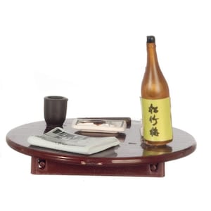 Dollhouse Miniature Half Scale Oriental Table with Accessories