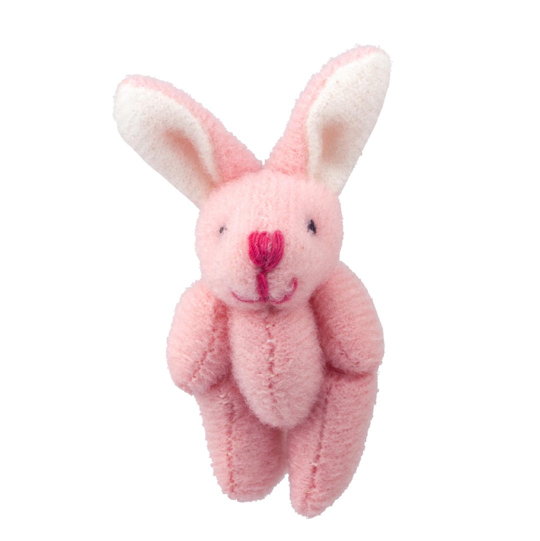 Dollhouse Miniature Pink stuffed Rabbit - Etsy
