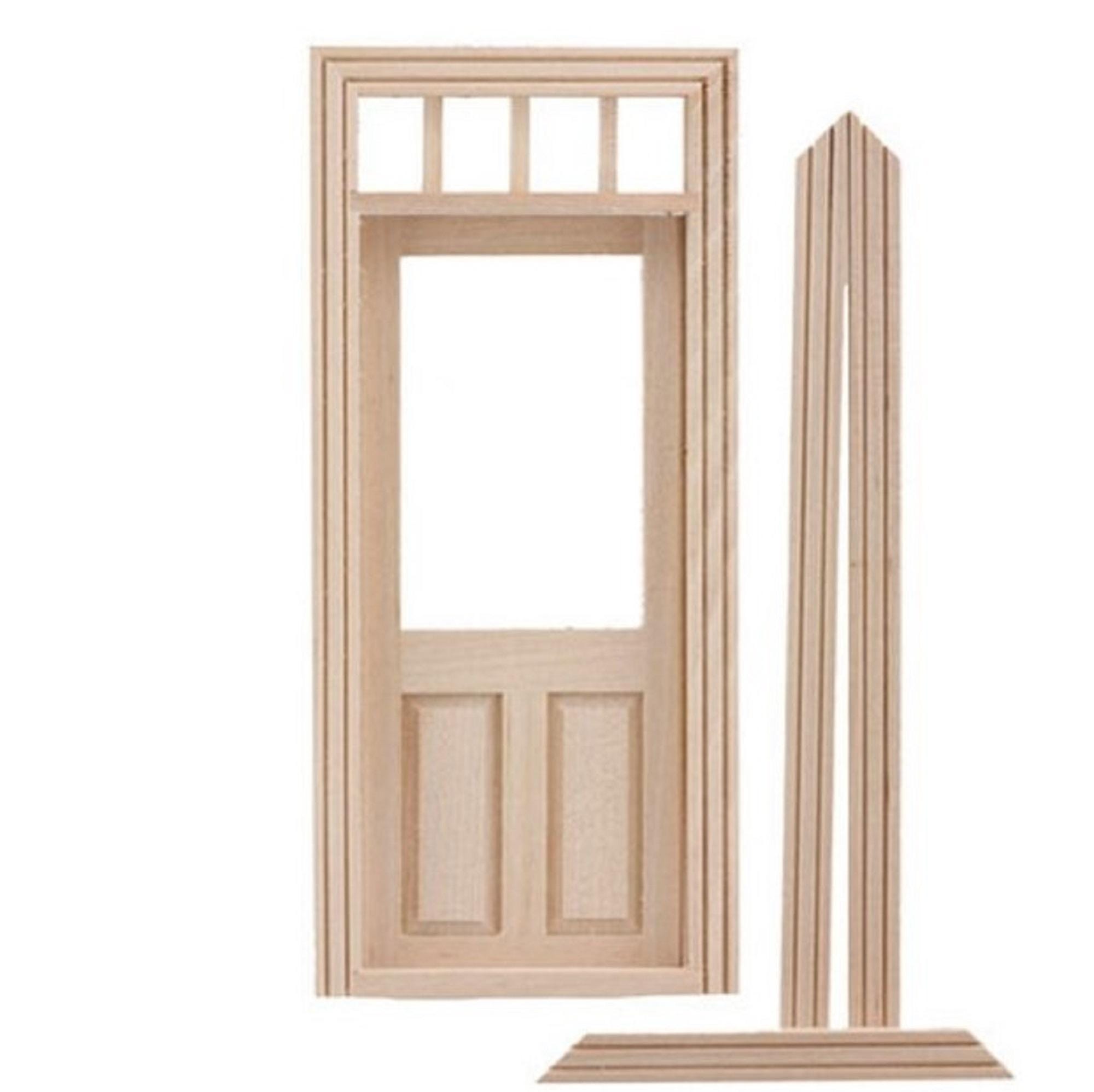 Dollhouse Miniature Two Panel Transom Door W/window by Classics
