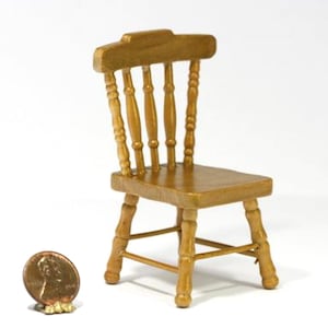 Dollhouse Miniature Traditional Oak Dining Room or Kitchen Chair