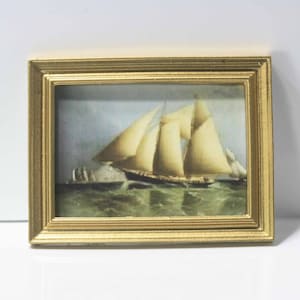Dollhouse Miniature Art - Gold Framed Print of a Famous Sailing Seascape