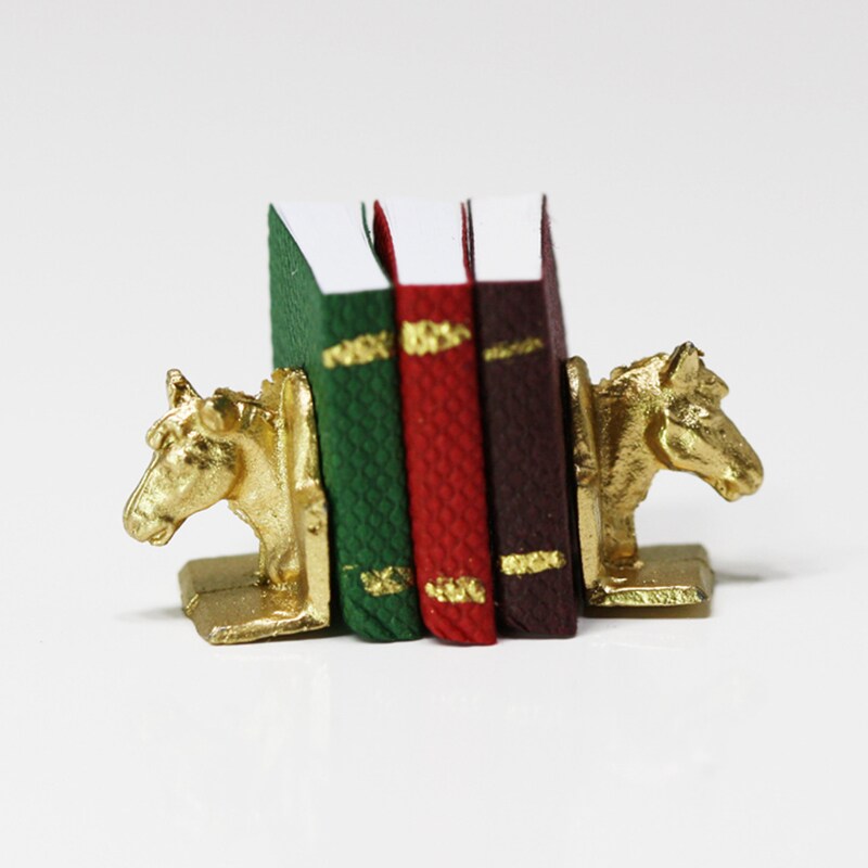 Melody Jane Dollhouse Horse Bookends – Antique Brass Miniature Study Accessory For 1:12 Scale - View #2