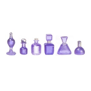 Dollhouse Miniature Set of 6 Assorted Purple Perfume Bottles by Falcon Miniatures