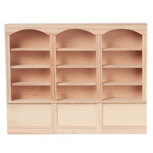 Dollhouse Miniature 1:12 Unfinished Wood 3-Unit, 4-Shelf Bookcase by Houseworks