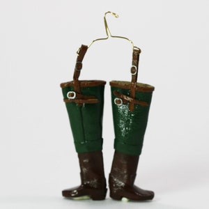 Dollhouse Miniature 1:12 Hip Waders on a Hanger by Sylvia Rountree