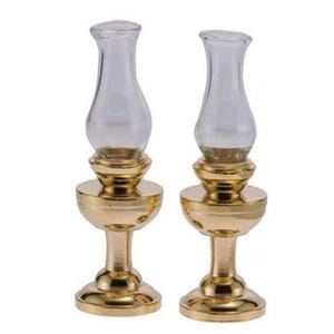 Dollhouse Miniature Set of 2 Non-working Kerosene Lamps by International Miniatures