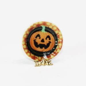 Dollhouse Miniature Artisan Plate  Halloween Jack O Lantern