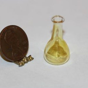 Dollhouse Miniature 1:12 Yellow Glass Bottle