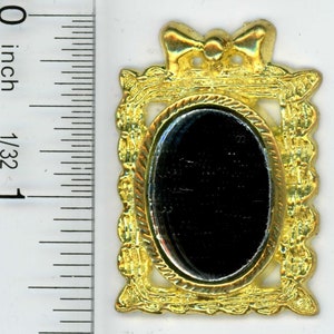 Dollhouse Miniature Small Gold Square Fancy Mirror