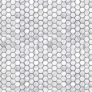 Dollhouse Wallpaper 1:12 Carrara Marble Hexagon Tile Light Grey