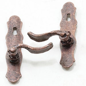 Dollhouse Miniature Bronze French Lever Style Door Handles