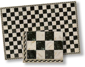Dollhouse Miniature Half Scale Faux Marble Black Checkered Floor Tile
