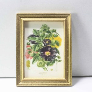 Dollhouse Art - Vintage Look Botanical Print in a Gold Frame