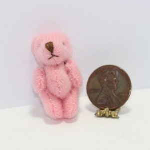 Dollhouse Miniature Pretty in Pink Jointed Teddy Bear