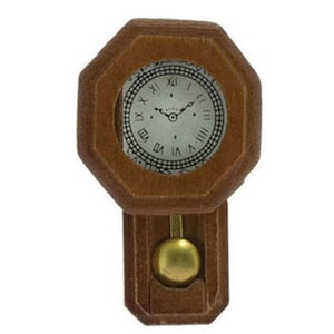 Dollhouse Miniature Railroad Clock in Walnut by International Miniatures