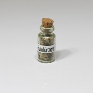 Dollhouse Miniature Bottle of Crushed Earth Worms for Halloween