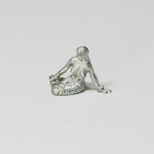 Dollhouse Miniature Seated Mermaid Statue in Silver Metal