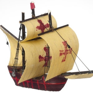 Dollhouse Miniature Sailing Ship w/Red Cross on Sails by R.B. Foltz & Co.