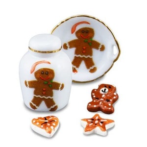 Dollhouse Miniature Christmas Gingerbread Cookie Set by Reutter Porcelain