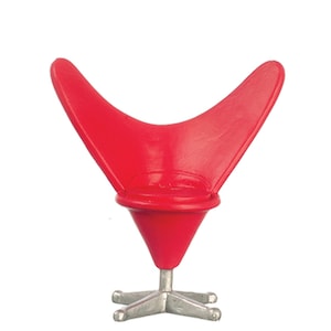 Dollhouse Miniature Vintage Replica Red Heart Cone Chair Circa 1959