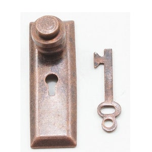 Dollhouse Miniature Oil Rubbed Bronze Finish Door Knob w/Key Plate