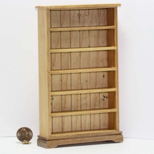 Dollhouse Miniature Floor Shelves in Pine with Slat Back