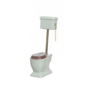 Dollhouse Miniature Vintage Pull Chain White Ceramic Toilet  by Town Square Miniatures