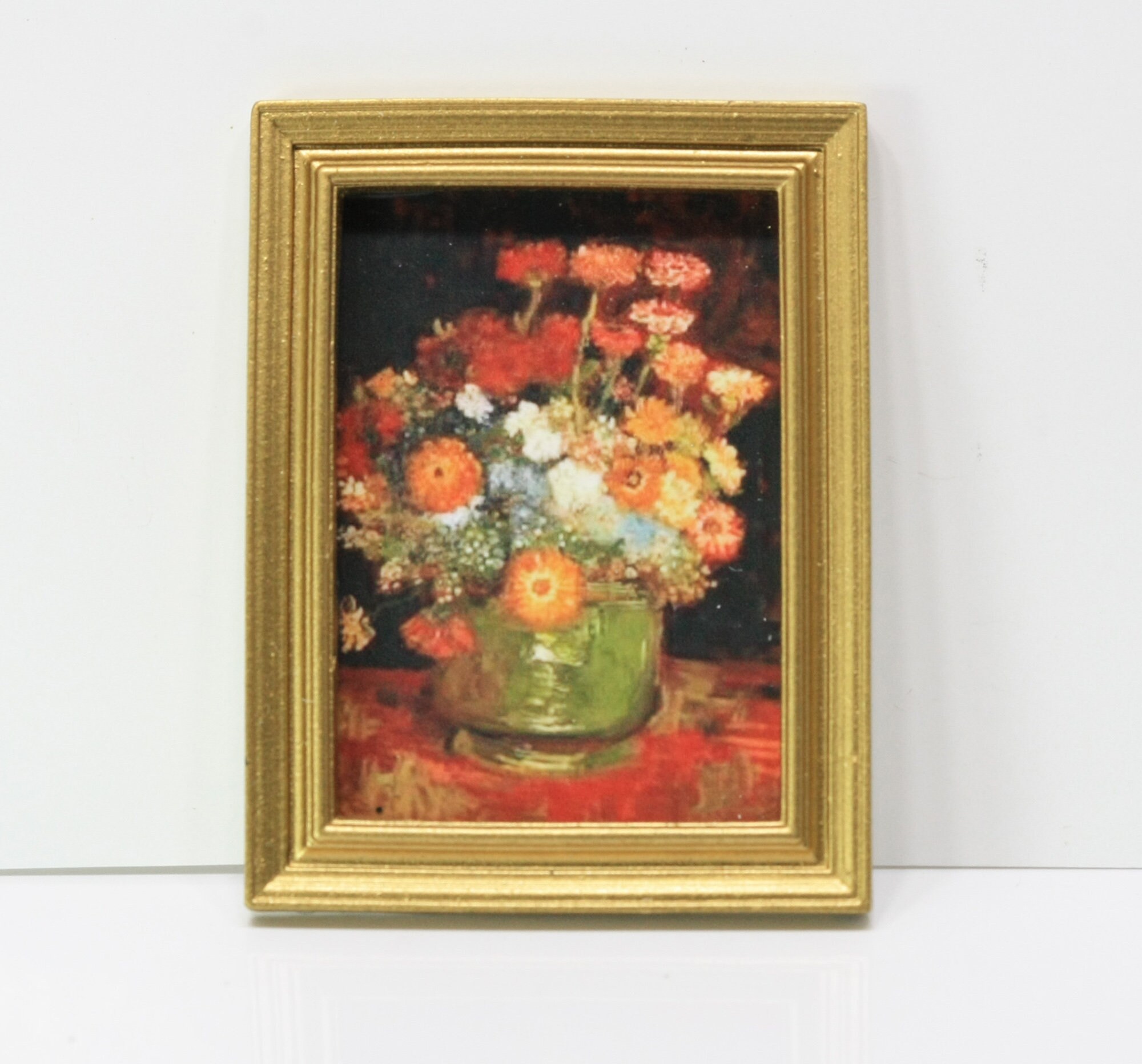 Renoir Flowers Miniature Picture With Gold Frame – 1:12 Scale Dollhouse Accessory - View #3