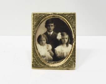 Dollhouse Miniature Vintage Look Framed Portrait of 3 Victorian Children