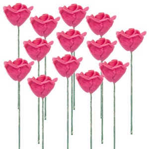 Dollhouse Miniature Set of 12 Pink Rose Stems by New Creations