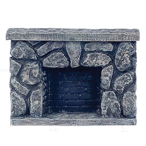 Dollhouse Miniature Dark Gray Fieldstone Fireplace