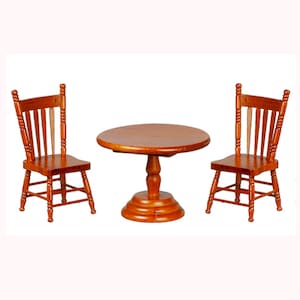 Dollhouse Miniature Walnut Kitchen Table Set