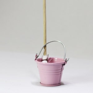 Miniature Metal Cleaning Bucket with Sponge and Rag [SMI CleaningBucket]