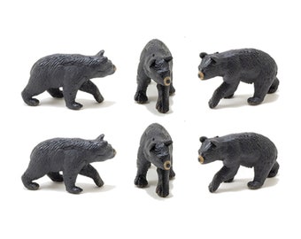 Dollhouse Miniature Set of 6 Black Bears by Multi Minis