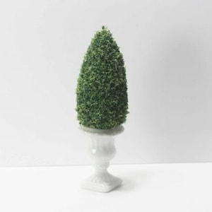 Dollhouse Miniature Artisan Topiary in a White Ceramic Pedestal Pot