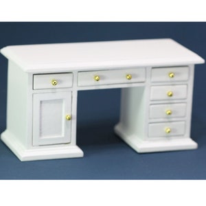 Dollhouse Miniature White Painted Wood Desk