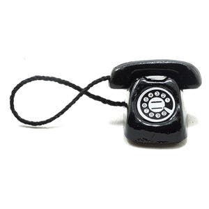 Dollhouse Miniature Black Vintage Look Rotary Telephone