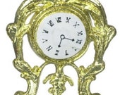 Dollhouse Miniature Victorian Gold Ornate Mantle Clock by International Miniatures
