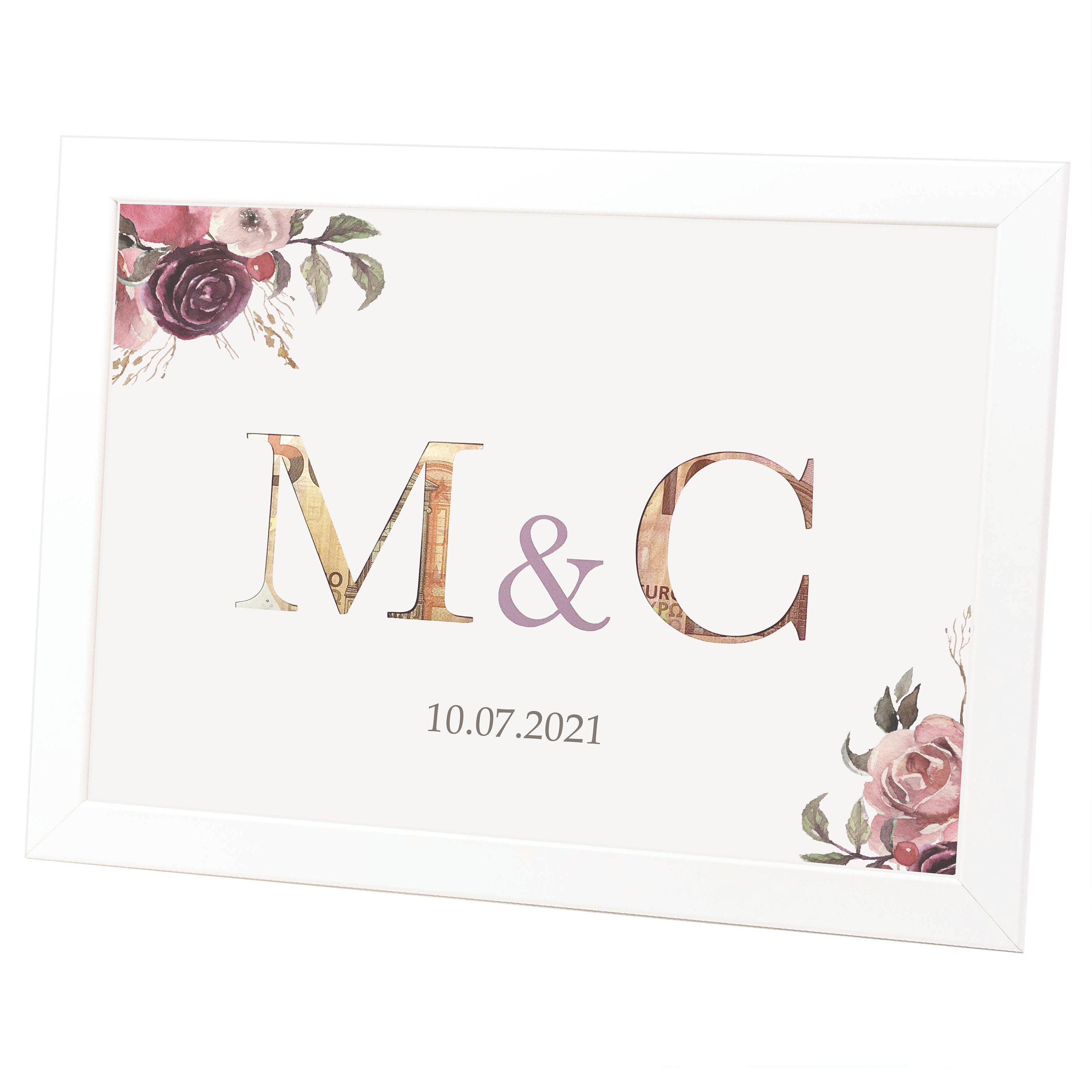 Money Gift Wedding - Personalized with Initials and Date - Mr & Mrs -…