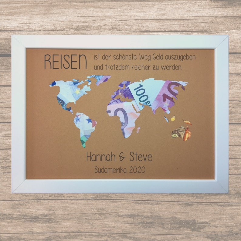 Geldgeschenk Reise Urlaub Abenteuer Weltkarte Kraftpapier Etsy