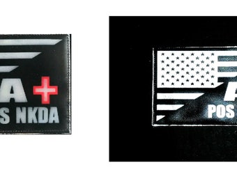 BLOOD TYPE NKA NKDA BIKER MOTORCYCLE ARMY MILITARY EMBROIDERED PATCH 5 X 5 CM