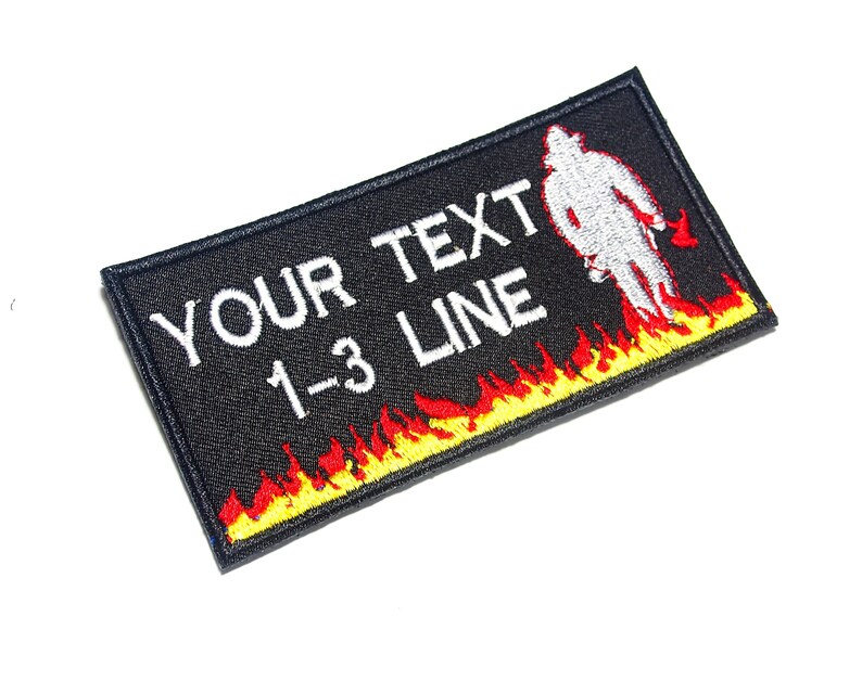 Custom Name Text Firefighter Fire Fireman Thin Red Line 1-3 Line Embroidered Patch 4-6x2 inch
