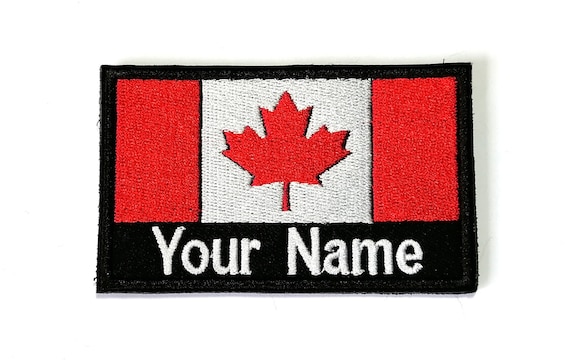 Text Tag Patch Thin Green Line Canada Flag Personalized Embroidered Name