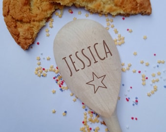 Personalised Wooden Spoon, Mixing Spoon, Kids Baking Gift, Star Baker Name Gift