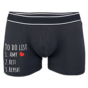Men’s Valentines Day Gift – Personalised ‘Property Of’ Boxer Briefs, Funny Black Cotton 4 thumbnail image
