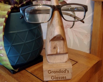 Personalised Wooden Glasses Stand, Gift For Him, Present For Grandad, Fun Gift For Dad
